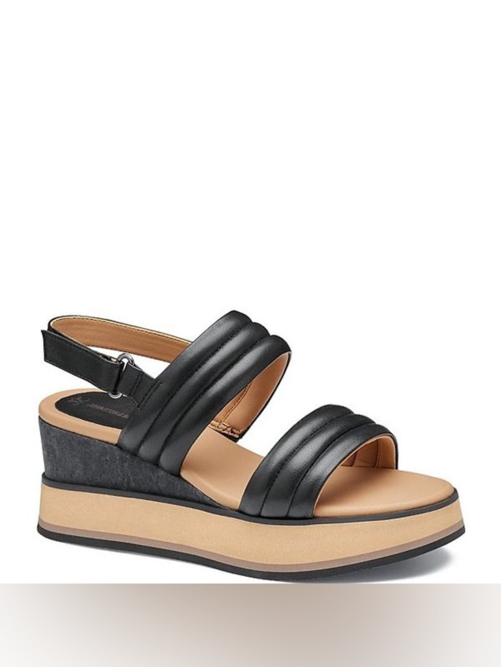 NWOB Johnston & Murphy Colleen Double Band Platform Sandals Black Sz 9.5